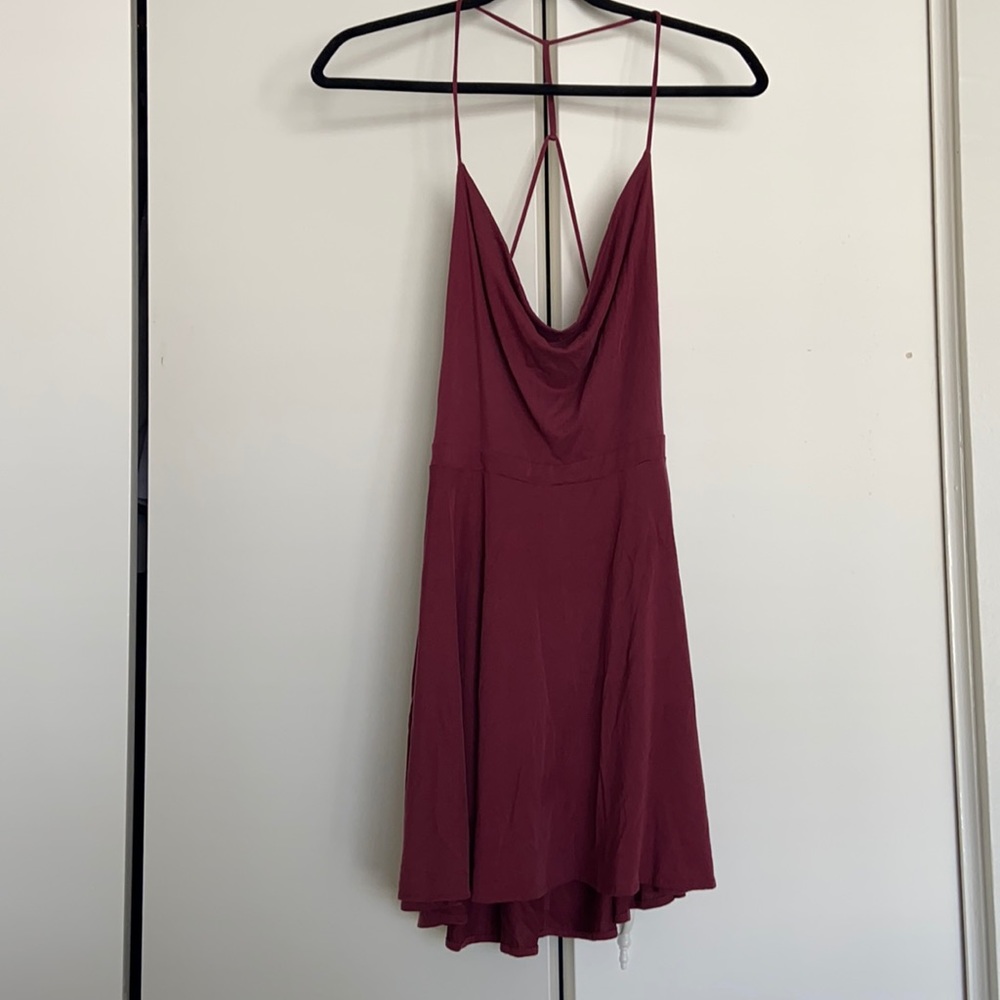 Silence + Noise Maroon Cowl Neck Dress Size Small